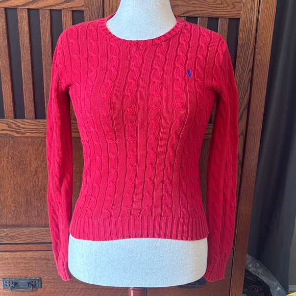 Red Ralph Lauren cable knit sweater size small - Picture 1 of 5
